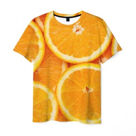 Мужская футболка 3D с принтом Апельсинка в Екатеринбурге, 100% полиэфир | прямой крой, круглый вырез горловины, длина до линии бедер | апельсин | свежесть | фрукт