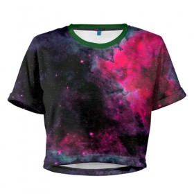 Женская футболка 3D укороченная с принтом Загадочный космос в Екатеринбурге, 100% полиэстер | круглая горловина, длина футболки до линии талии, рукава с отворотами | space | star | вселенная | звезды | космический | космос | созвездие