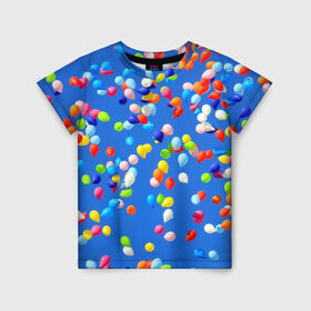 Детская футболка 3D с принтом Воздушные шары в Екатеринбурге, 100% гипоаллергенный полиэфир | прямой крой, круглый вырез горловины, длина до линии бедер, чуть спущенное плечо, ткань немного тянется | воздушные шары | небо | праздник | радость | шарики