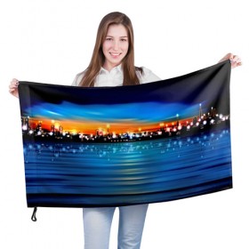 Флаг 3D с принтом Вечерний город в Екатеринбурге, 100% полиэстер | плотность ткани — 95 г/м2, размер — 67 х 109 см. Принт наносится с одной стороны | закат | пейзаж | яркий