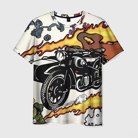 Мужская футболка 3D с принтом Мотоцикл в Екатеринбурге, 100% полиэфир | прямой крой, круглый вырез горловины, длина до линии бедер | vppdgryphon | мотоцикл | харлей