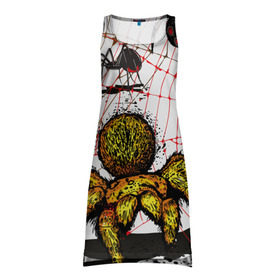 Платье-майка 3D с принтом Тарантул в Екатеринбурге, 100% полиэстер | полуприлегающий силуэт, широкие бретели, круглый вырез горловины, удлиненный подол сзади. | spider | паук | паутина | тарантул