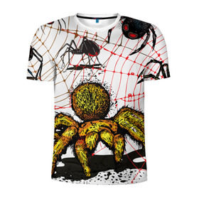 Мужская футболка 3D спортивная с принтом Тарантул в Екатеринбурге, 100% полиэстер с улучшенными характеристиками | приталенный силуэт, круглая горловина, широкие плечи, сужается к линии бедра | spider | паук | паутина | тарантул