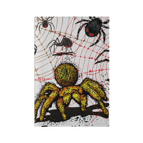 Обложка для паспорта матовая кожа с принтом Тарантул в Екатеринбурге, натуральная матовая кожа | размер 19,3 х 13,7 см; прозрачные пластиковые крепления | spider | паук | паутина | тарантул