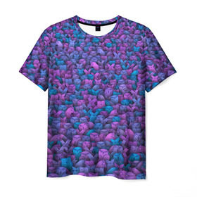 Мужская футболка 3D с принтом Загадочные совы в Екатеринбурге, 100% полиэфир | прямой крой, круглый вырез горловины, длина до линии бедер | Тематика изображения на принте: птица | птицы | синий | сиреневый | сова | толпа | филин | фиолетовый