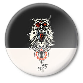 Значок с принтом Owl в Екатеринбурге,  металл | круглая форма, металлическая застежка в виде булавки | three days grace