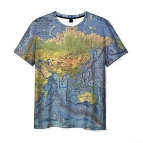 Мужская футболка 3D с принтом Карта в Екатеринбурге, 100% полиэфир | прямой крой, круглый вырез горловины, длина до линии бедер | география | земля | мир