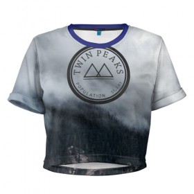 Женская футболка 3D укороченная с принтом Twin Peaks в Екатеринбурге, 100% полиэстер | круглая горловина, длина футболки до линии талии, рукава с отворотами | twin peaks | дэвид линч | лес | лора палмер | сова | твин пикс | туман