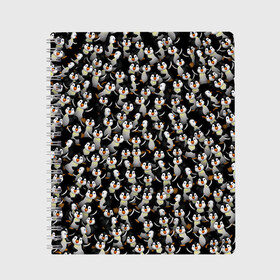 Тетрадь с принтом Дурацкие пингвины в Екатеринбурге, 100% бумага | 48 листов, плотность листов — 60 г/м2, плотность картонной обложки — 250 г/м2. Листы скреплены сбоку удобной пружинной спиралью. Уголки страниц и обложки скругленные. Цвет линий — светло-серый
 | Тематика изображения на принте: антарктида | антарктика | пингвин | полюс | полярник | птенец | птицы | толпа
