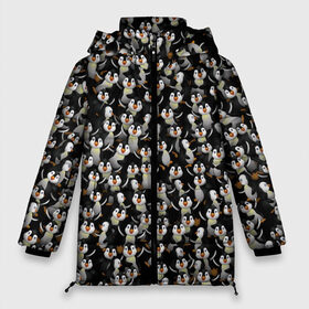 Женская зимняя куртка 3D с принтом Дурацкие пингвины в Екатеринбурге, верх — 100% полиэстер; подкладка — 100% полиэстер; утеплитель — 100% полиэстер | длина ниже бедра, силуэт Оверсайз. Есть воротник-стойка, отстегивающийся капюшон и ветрозащитная планка. 

Боковые карманы с листочкой на кнопках и внутренний карман на молнии | Тематика изображения на принте: антарктида | антарктика | пингвин | полюс | полярник | птенец | птицы | толпа
