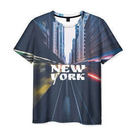 Мужская футболка 3D с принтом New York в Екатеринбурге, 100% полиэфир | прямой крой, круглый вырез горловины, длина до линии бедер | 