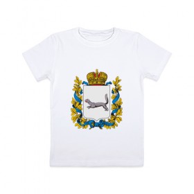 Детская футболка хлопок с принтом Герб Башкортостана в Екатеринбурге, 100% хлопок | круглый вырез горловины, полуприлегающий силуэт, длина до линии бедер | Тематика изображения на принте: 