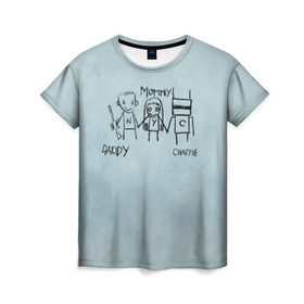 Женская футболка 3D с принтом Чаппи в Екатеринбурге, 100% полиэфир ( синтетическое хлопкоподобное полотно) | прямой крой, круглый вырез горловины, длина до линии бедер | antwoord | chappie | die | ninja | yolandi | йоланди | ниндзя | робот