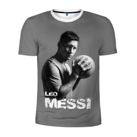 Мужская футболка 3D спортивная с принтом Leo Messi в Екатеринбурге, 100% полиэстер с улучшенными характеристиками | приталенный силуэт, круглая горловина, широкие плечи, сужается к линии бедра | Тематика изображения на принте: barcelona | spanish | аргентина | барселона | испания | лео | месси | мяч | футбол | футболист