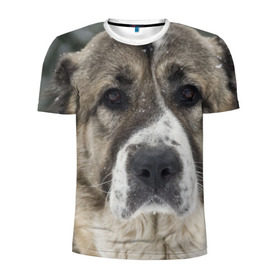 Мужская футболка 3D спортивная с принтом САО (алабай) в Екатеринбурге, 100% полиэстер с улучшенными характеристиками | приталенный силуэт, круглая горловина, широкие плечи, сужается к линии бедра | большая огромная | грозная | добрая | друг человека | животное | красивая | милая | пес | породистая собака | породы | прикольная | сао алабай | щенок