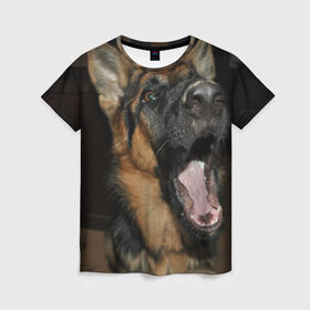 Женская футболка 3D с принтом Гав в Екатеринбурге, 100% полиэфир ( синтетическое хлопкоподобное полотно) | прямой крой, круглый вырез горловины, длина до линии бедер | друг человека | животное | красивая | милая | пес | породистая собака | породы | прикольная | щенок
