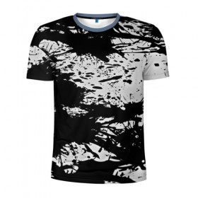 Мужская футболка 3D спортивная с принтом Черные краски в Екатеринбурге, 100% полиэстер с улучшенными характеристиками | приталенный силуэт, круглая горловина, широкие плечи, сужается к линии бедра | Тематика изображения на принте: 