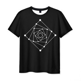 Мужская футболка 3D с принтом Темная рекурсия в Екатеринбурге, 100% полиэфир | прямой крой, круглый вырез горловины, длина до линии бедер | абстракция | геометрия | квадраты | круги | рекурсия