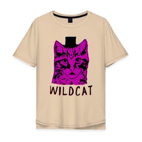 Мужская футболка хлопок Oversize с принтом wildcat в Екатеринбурге, 100% хлопок | свободный крой, круглый ворот, “спинка” длиннее передней части | cat | gta | gtaonline | wildcat | кот