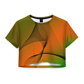 Женская футболка 3D укороченная с принтом Волнистые линии в Екатеринбурге, 100% полиэстер | круглая горловина, длина футболки до линии талии, рукава с отворотами | 