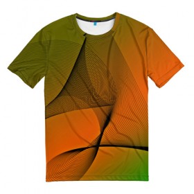 Мужская футболка 3D с принтом Волнистые линии в Екатеринбурге, 100% полиэфир | прямой крой, круглый вырез горловины, длина до линии бедер | 