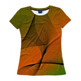 Женская футболка 3D с принтом Волнистые линии в Екатеринбурге, 100% полиэфир ( синтетическое хлопкоподобное полотно) | прямой крой, круглый вырез горловины, длина до линии бедер | Тематика изображения на принте: 