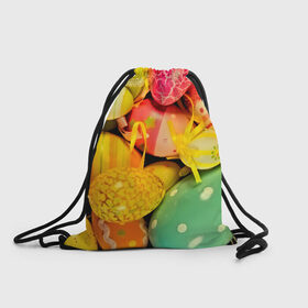Рюкзак-мешок 3D с принтом Пасхальные яйца в Екатеринбурге, 100% полиэстер | плотность ткани — 200 г/м2, размер — 35 х 45 см; лямки — толстые шнурки, застежка на шнуровке, без карманов и подкладки | 