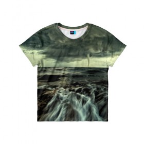 Детская футболка 3D с принтом Тайфун в Екатеринбурге, 100% гипоаллергенный полиэфир | прямой крой, круглый вырез горловины, длина до линии бедер, чуть спущенное плечо, ткань немного тянется | море | небо | пейзаж | смерч | ураган