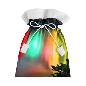 Подарочный 3D мешок с принтом Цветной водопад в Екатеринбурге, 100% полиэстер | Размер: 29*39 см | niagara | ниагара | подсветка | яркий