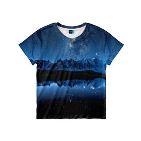 Детская футболка 3D с принтом Млечный путь в Екатеринбурге, 100% гипоаллергенный полиэфир | прямой крой, круглый вырез горловины, длина до линии бедер, чуть спущенное плечо, ткань немного тянется | ночной | пейзаж | синий
