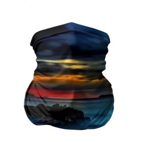 Бандана-труба 3D с принтом Скалистый берег в Екатеринбурге, 100% полиэстер, ткань с особыми свойствами — Activecool | плотность 150‒180 г/м2; хорошо тянется, но сохраняет форму | закат | море | небо | пейзаж | пестрый