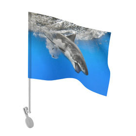 Флаг для автомобиля с принтом Акула в Екатеринбурге, 100% полиэстер | Размер: 30*21 см | shark | море | синий | челюсти