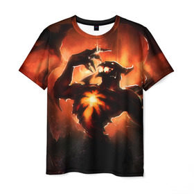 Мужская футболка 3D с принтом Shadow Fiend в Екатеринбурге, 100% полиэфир | прямой крой, круглый вырез горловины, длина до линии бедер | дота | дота2