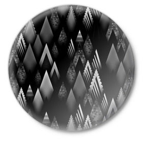 Значок с принтом Ёлочки в Екатеринбурге,  металл | круглая форма, металлическая застежка в виде булавки | Тематика изображения на принте: геометрия | серый | треугольник | черный