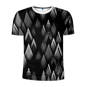 Мужская футболка 3D спортивная с принтом Ёлочки в Екатеринбурге, 100% полиэстер с улучшенными характеристиками | приталенный силуэт, круглая горловина, широкие плечи, сужается к линии бедра | геометрия | серый | треугольник | черный