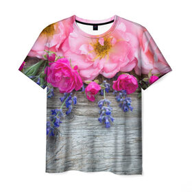 Мужская футболка 3D с принтом Весенний аромат в Екатеринбурге, 100% полиэфир | прямой крой, круглый вырез горловины, длина до линии бедер | желтый | красный | любовь | новинки | подарок | розы | сердце | текстура | тюльпаны | цветы