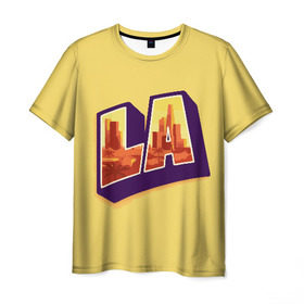 Мужская футболка 3D с принтом Лос-Анджелес в Екатеринбурге, 100% полиэфир | прямой крой, круглый вырез горловины, длина до линии бедер | california | los angeles | usa | америка | калифорния | лос анджелес | сша