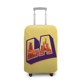 Чехол для чемодана 3D с принтом Лос-Анджелес в Екатеринбурге, 86% полиэфир, 14% спандекс | двустороннее нанесение принта, прорези для ручек и колес | california | los angeles | usa | америка | калифорния | лос анджелес | сша