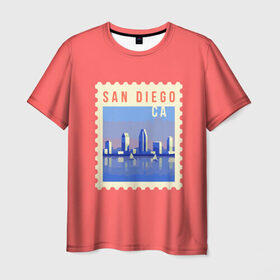Мужская футболка 3D с принтом Сан Диего в Екатеринбурге, 100% полиэфир | прямой крой, круглый вырез горловины, длина до линии бедер | california | san diego | америка | калифорния | сан диего | сша