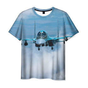 Мужская футболка 3D с принтом Су 34 в Екатеринбурге, 100% полиэфир | прямой крой, круглый вырез горловины, длина до линии бедер | Тематика изображения на принте: самолет
