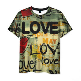 Мужская футболка 3D с принтом Love letter в Екатеринбурге, 100% полиэфир | прямой крой, круглый вырез горловины, длина до линии бедер | 