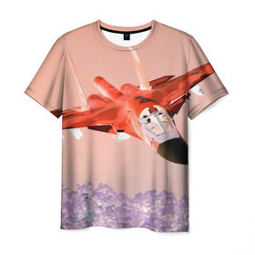 Мужская футболка 3D с принтом Су 34 абстракция в Екатеринбурге, 100% полиэфир | прямой крой, круглый вырез горловины, длина до линии бедер | Тематика изображения на принте: самолет