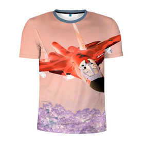 Мужская футболка 3D спортивная с принтом Су 34 абстракция в Екатеринбурге, 100% полиэстер с улучшенными характеристиками | приталенный силуэт, круглая горловина, широкие плечи, сужается к линии бедра | Тематика изображения на принте: самолет
