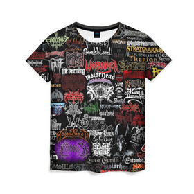 Женская футболка 3D с принтом Hard Rock в Екатеринбурге, 100% полиэфир ( синтетическое хлопкоподобное полотно) | прямой крой, круглый вырез горловины, длина до линии бедер | music | rock | rock and roll | музыка | рок