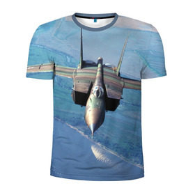 Мужская футболка 3D спортивная с принтом МиГ-31 в Екатеринбурге, 100% полиэстер с улучшенными характеристиками | приталенный силуэт, круглая горловина, широкие плечи, сужается к линии бедра | Тематика изображения на принте: самолет