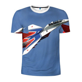 Мужская футболка 3D спортивная с принтом Стрижи в Екатеринбурге, 100% полиэстер с улучшенными характеристиками | приталенный силуэт, круглая горловина, широкие плечи, сужается к линии бедра | Тематика изображения на принте: самолет