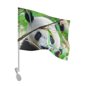 Флаг для автомобиля с принтом Панда в лесу в Екатеринбурге, 100% полиэстер | Размер: 30*21 см | бамбук | животное | медведь