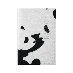 Обложка для паспорта матовая кожа с принтом Силуэт панд в Екатеринбурге, натуральная матовая кожа | размер 19,3 х 13,7 см; прозрачные пластиковые крепления | Тематика изображения на принте: бамбук | животное | медведь