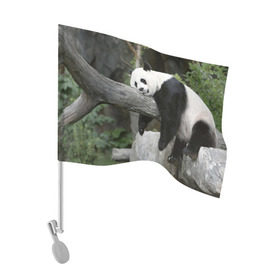 Флаг для автомобиля с принтом Большая уставшая панда в Екатеринбурге, 100% полиэстер | Размер: 30*21 см | бамбук | животное | медведь