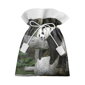 Подарочный 3D мешок с принтом Большая уставшая панда в Екатеринбурге, 100% полиэстер | Размер: 29*39 см | Тематика изображения на принте: бамбук | животное | медведь